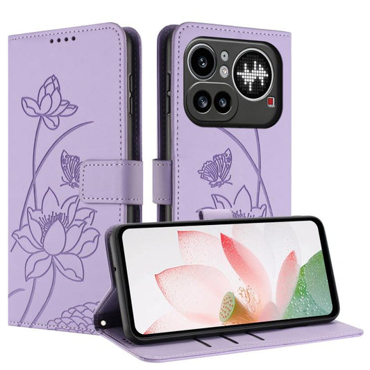Lotus Embossed Leather Phone Case with Lanyard, For Nothing Phone 4a Pro, For Nothing Phone 4a