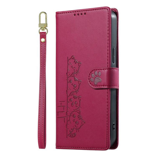 Cute Cats Magnetic Closure Vegan Leather Phone Case with Strap, For Realme 12 5G / 12x 5G / C65 5G, For Realme GT 6 Global, For Realme 12+ / Narzo 70 5G, For Realme C67 4G / 12 Lite 4G, For Realme 12 Pro 5G / 12 Pro+ 5G, For Realme 11 4G, For Realme 11...
