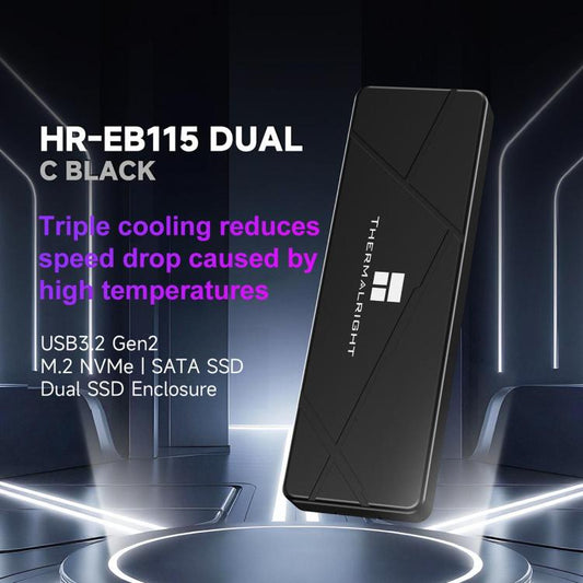 THERMALRIGHT HR-EB115 M.2 NVMe / SATA Dual Protocol SSD Enclosure with USB to Type-C Cable & Type-C to Type-C Cable, EB115 Dual Protocol Dual Cable