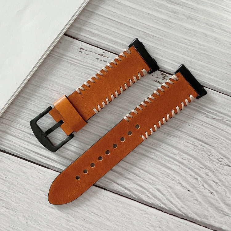 Fish Bone Hand Suture Leather Replacement Strap Watchband, For OPPO Watch 41mm, For OPPO Watch 46mm