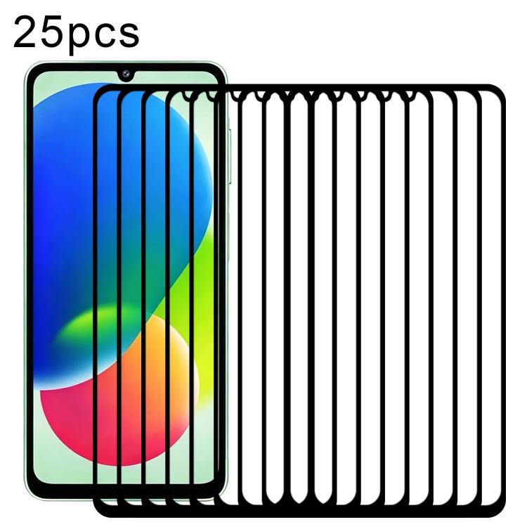 25pcs High Aluminum Full Screen Silk Printing Tempered Glass Film, For Galaxy Buddy5 5G, For Galaxy F07e 4G