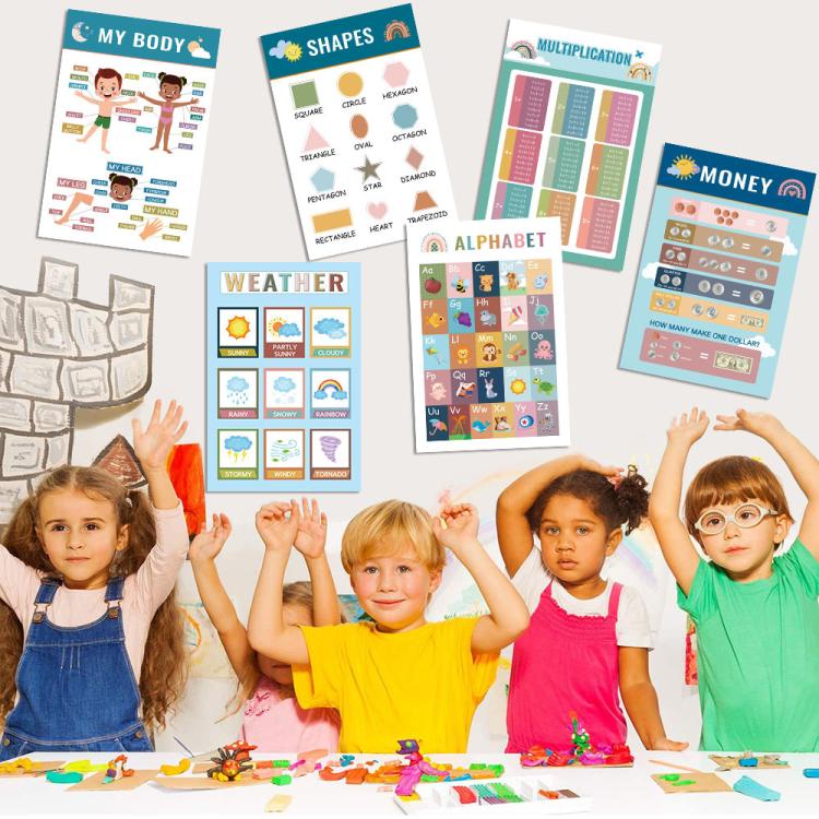 16pcs / Set Children Early Education Bohemian Style English Learning Wall Charts