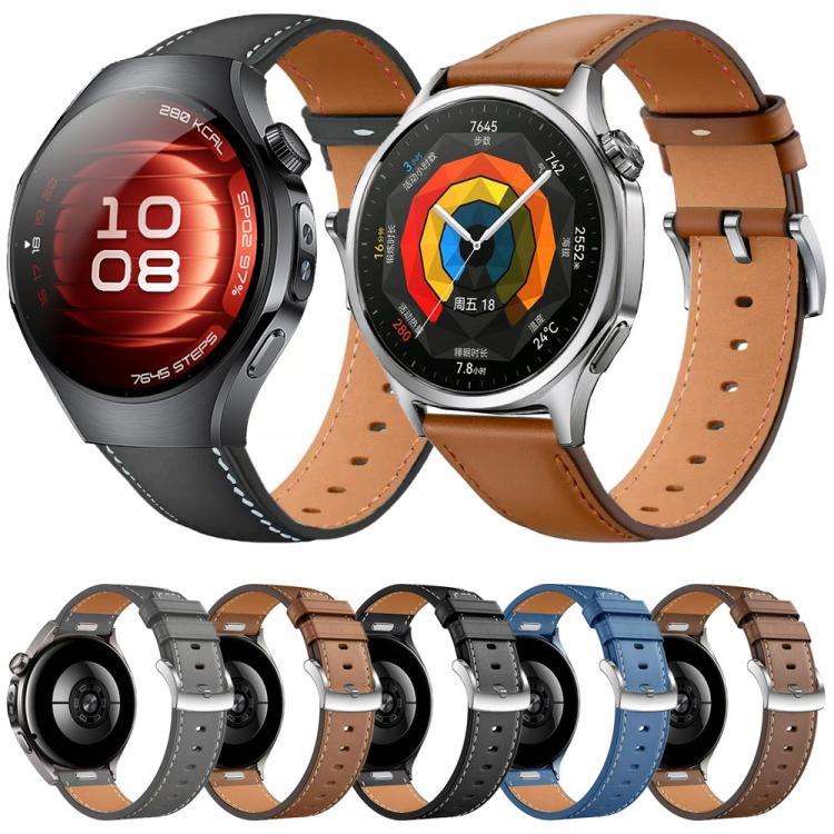 Press Button Leather Watch Band, 22mm