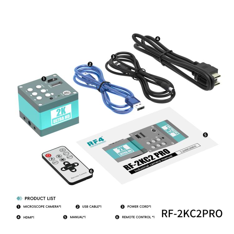 RF4 RF-2KC2PRO 2K Ultra HD Adjustable Camera for Trinocular Stereo Microscope, RF4 RF-2KC2PRO