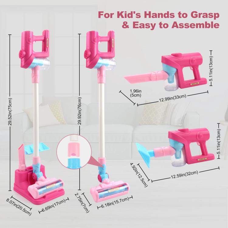 Children Pretend Play Electric Simulation Sound and Light Vacuum Cleaner with Base, with Base