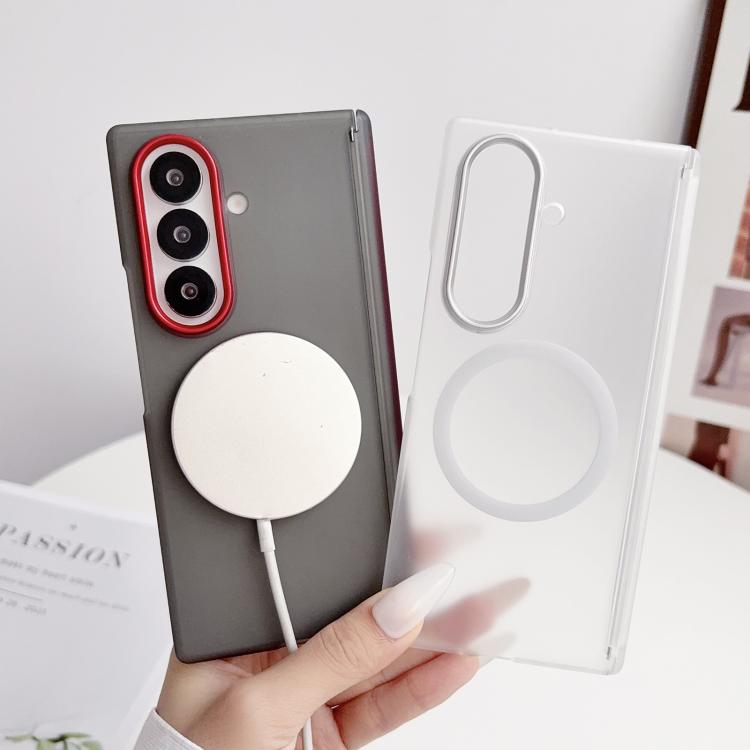 Lens-Frame Shield Frosted Magnetic Phone Case, For Galaxy Z Fold8 Ultra 5G, For Galaxy Z Fold7 5G, For Galaxy Z Fold6, For Galaxy Z Fold5