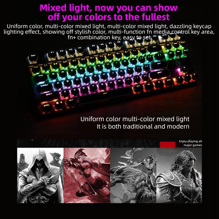 SHIPADOO HJK919-7 Round Keycap RGB Wired Mechanical Keyboard