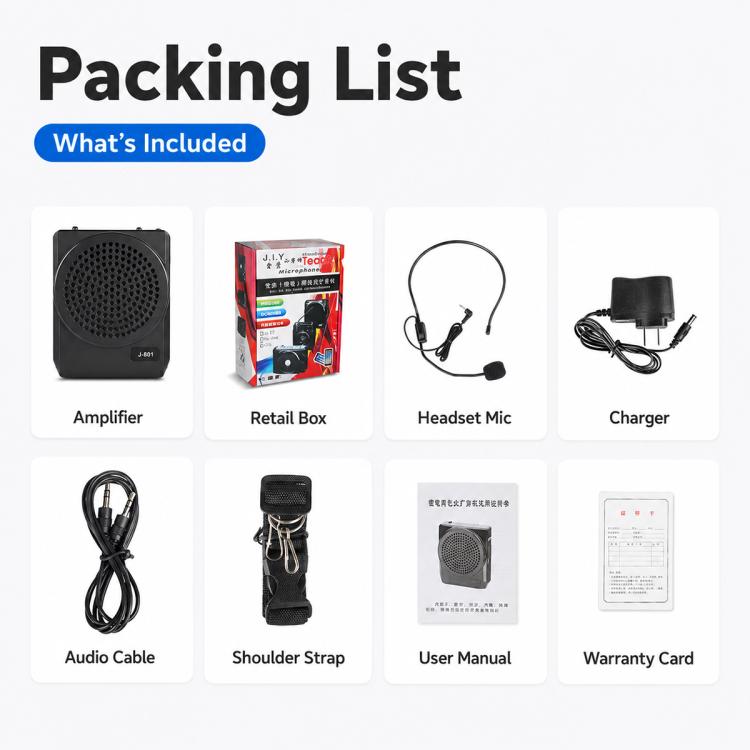 J-801 Portable Waist Hanging Microphone Teaching Voice Amplifier, J-801