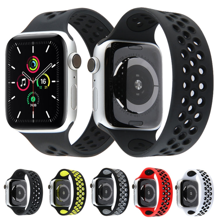 Bracelet de montre élastique en silicone pour Apple Watch Series 6 et SE et 5 et 4 40 mm / 3 et 2 et 1 38 mm, 135 mm (Noir Jaune), 135 mm (Noir Gris), 150 mm (Rouge Noir)