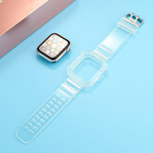 Bracelet de montre de remplacement intégré en TPU transparent, Pour Apple Watch Series 8&7 41mm / SE 2&6&SE&5&4 40mm / 3&2&1 38mm, Pour Apple Watch Series 7 41mm / 6 & SE & 5 & 4 40mm / 3 & 2 & 1 38mm
