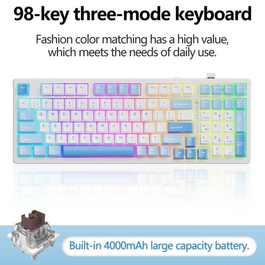 Lenovo GK10 RGB 98 Keys Three Modes Wireless Mechanical Keyboard, Tea Axis, Red Axis, Blue Axis