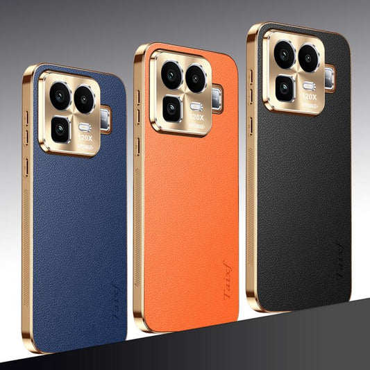 Electroplated Frame Litchi Texture PC + TPU Vegan Leather Phone Case, For Realme Neo8 5G