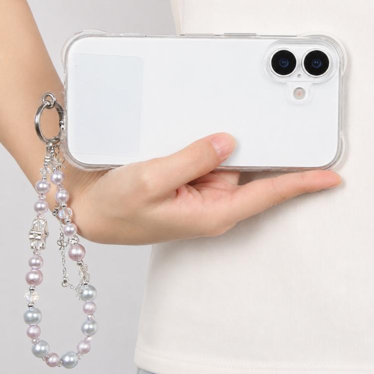 Four-Leaf Clover Tassel Beaded Phone Charm Wrist Strap with Tether Pad for Women Girls