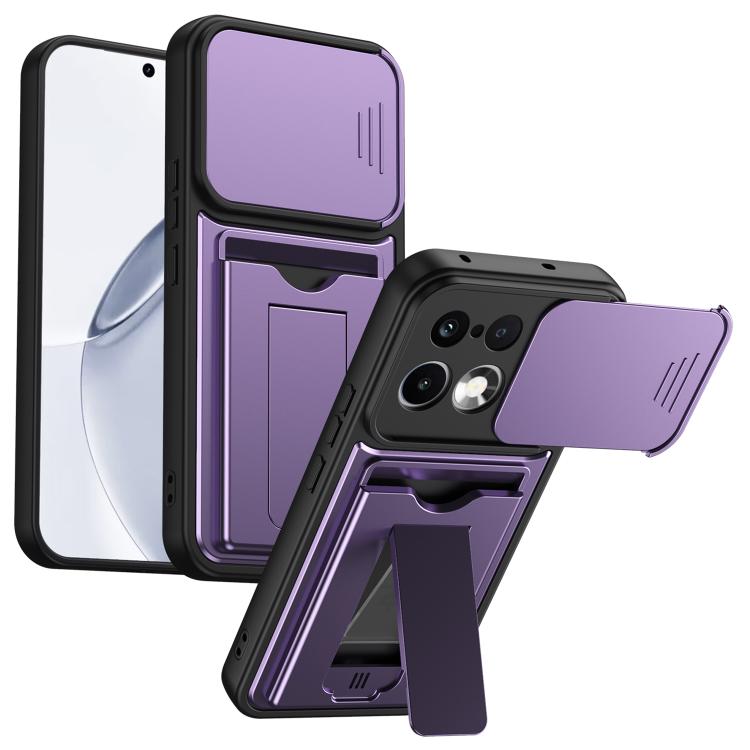 Card Holder Series Sliding Lens Cover PC Hybrid TPU Phone Case, For Realme 16 5G, For Realme 16 Pro+ 5G, For Realme 16 Pro 5G