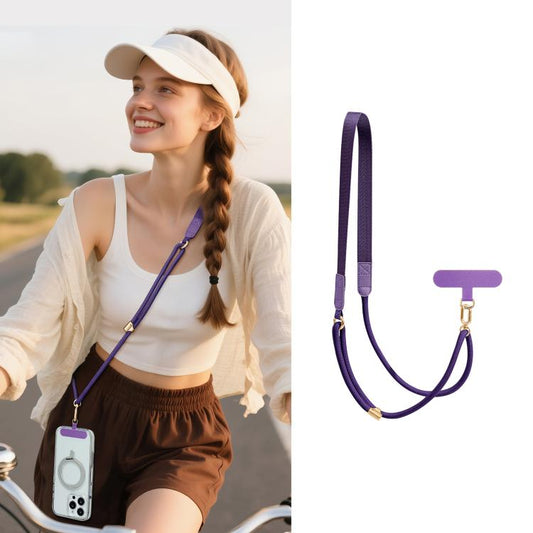 Adjustable Hybrid Neck Strap Crossbody Phone Lanyard with Tether Pad for Unisex, Gold Hardware, Painted Metal Hardware