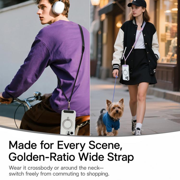 Adjustable Hybrid Neck Strap Crossbody Phone Lanyard with Tether Pad for Unisex, Gold Hardware, Painted Metal Hardware