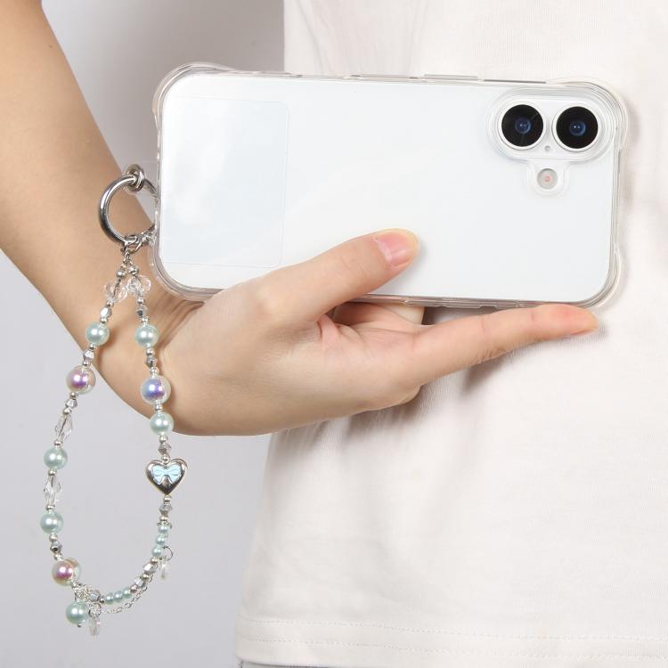 Pearl Heart Bow Phone Charm Strap