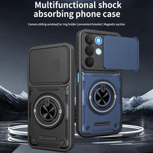 Multifunctional Sliding Camshield Ring Holder Phone Case, For Realme 15x India / C85 5G, For Realme 15 / 15 Pro 5G