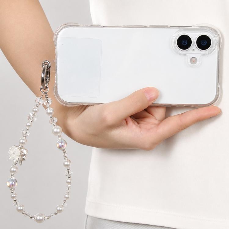 Alloy Crown Short Bead Chain Phone Charm Wrist Strap with Tether Pad for Women Girls