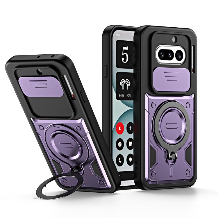 Ring Holder Lens Slide Cover Phone Case, For Nothing Phone 4a Pro, For Nothing Phone 4a