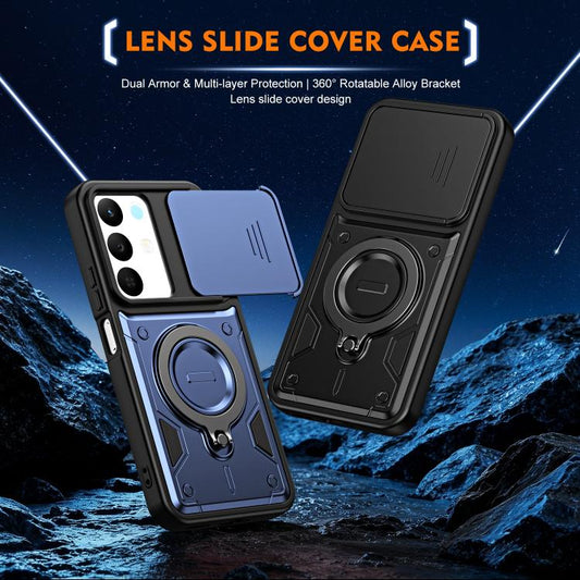 Ring Holder Lens Slide Cover Phone Case, For Realme 15x India / C85 5G, For Realme 15 / 15 Pro 5G
