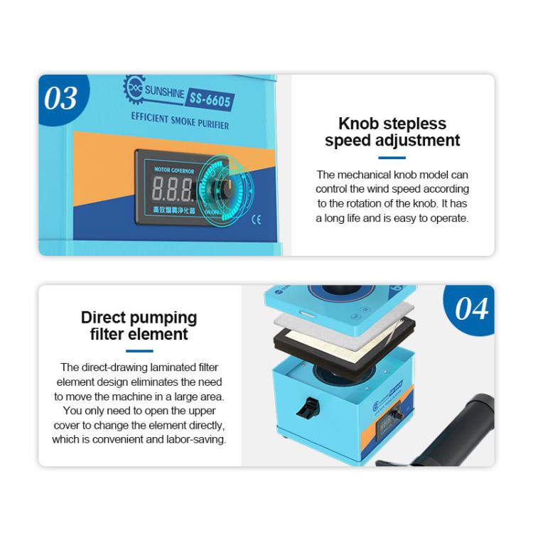 SUNSHINE SS-6605 Strong Suction Smoke Purifier, EU Plug, US Plug