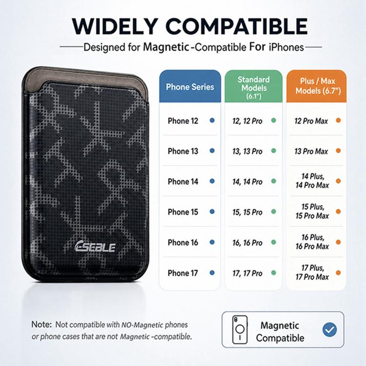 ESEBLE S8 PU Leather Letter Texture Magnetic Mobile Phone Card Slots