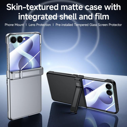 Skin Feel Frosted Spray-Coated PC Hinge Holder Integrated Film Phone Case, For Galaxy Z Flip8 5G