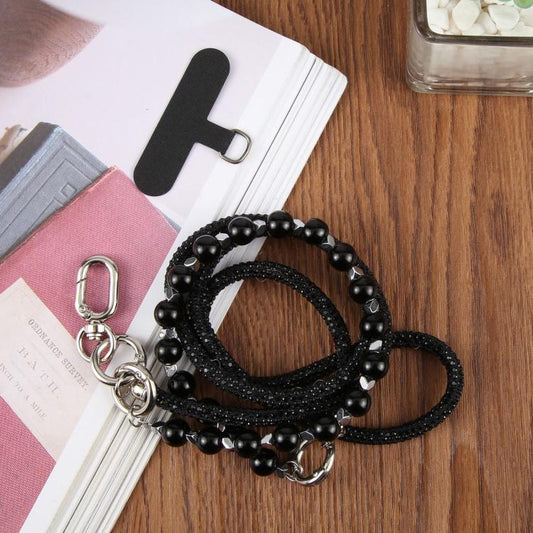 Sparkling Rhinestone Pearl Phone Lanyard with Detachable Crystal Beads