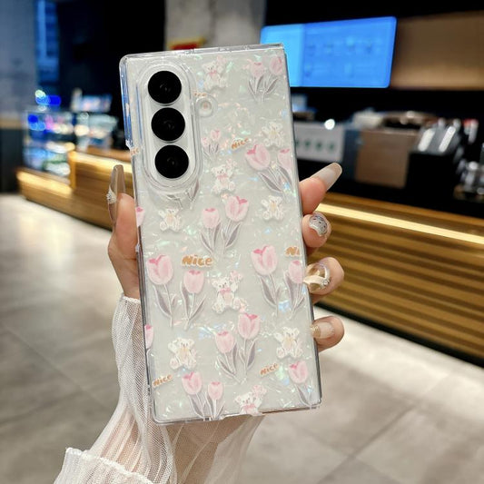 Pearlescent Shell Texture Flower Pattern Phone Case, For Galaxy Z Fold8 Ultra 5G, For Galaxy Z Flip8 5G