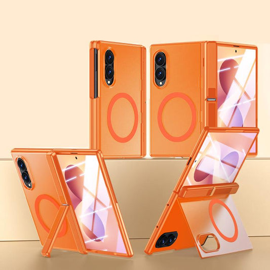 Intergrated Shell And Flim Translucent Hinge Holder Magnetic Phone Case, For Galaxy Z Fold8 5G