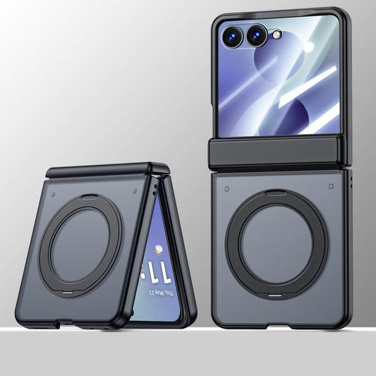 Intergrated Shell And Flim Skin Feel Translucent Magnetic Phone Case With Holder, For Galaxy Z Flip8 5G