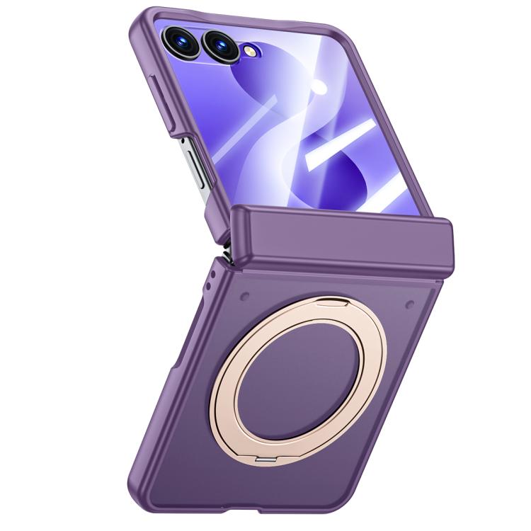 Intergrated Shell And Flim Skin Feel Translucent Magnetic Phone Case With Holder, For Galaxy Z Flip8 5G