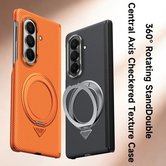 SULADA Kevlar Grid Patterned Skin Feel Rotation Magnetic Holder Phone Case, For Galaxy Z Fold8 Ultra 5G, For Galaxy Z Fold7 5G