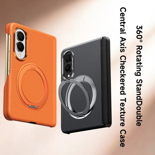 SULADA Kevlar Grid Patterned Skin Feel Rotation Magnetic Holder Phone Case, For Galaxy Z Fold8 5G, For Galaxy Z Fold8 Ultra 5G, For Galaxy Z Fold7 5G