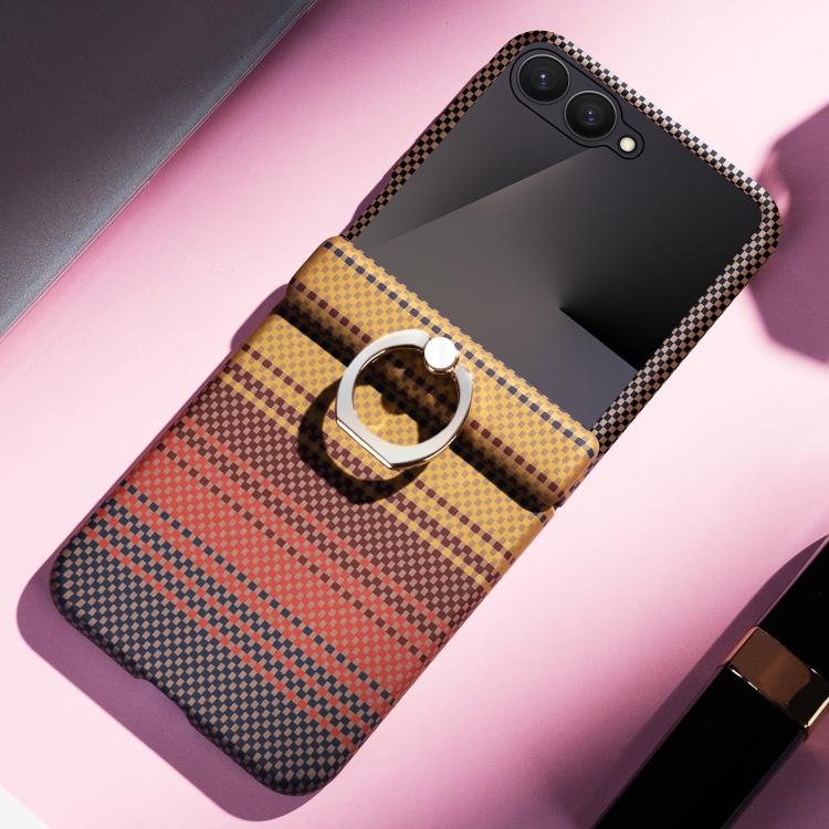 Rainbow Plaid Shell-Film Integrated Shockproof Phone Case, For Galaxy Z Flip8 5G