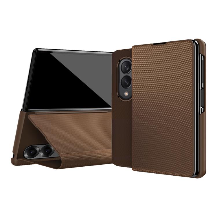 Kevlar-Texture Vegan Leather Phone Case with Holder, For Galaxy Z Fold8 5G