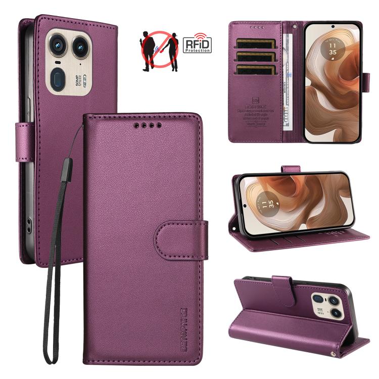BETOPNICE Pearlescent RFID Vegan Leather Phone Case with Strap, For Motorola Moto G85 / S50 Neo, For Motorola Moto G04 / G04s / G24 / E14, For Motorola Edge 50 Ultra / Moto X50 Ultra