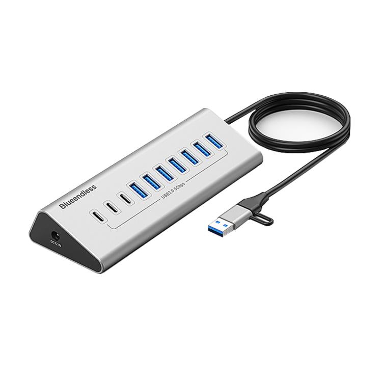 Blueendless Type-C / USB-C 2 in 1 Multifunctional HUB Docking Station UK Plug, 7 Ports Hub, 10 Ports Hub