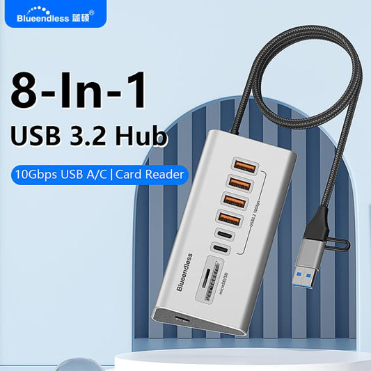 Blueendless HU806 Multifunctional 8 Ports Type-C / USB-C Port HUB Docking Station, 8 Ports Hub