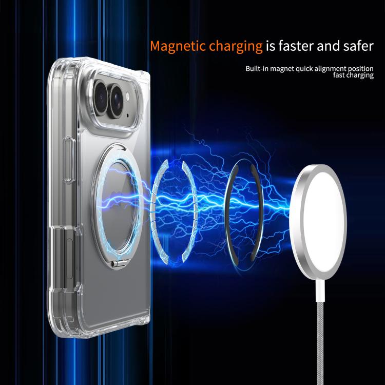 Scratch-proof Transparent Rotating Holder Magnetic Phone Case, For iPhone Fold