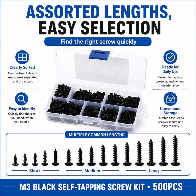 M3 Pan-head Phillips Self-tapping Screw 500 PCS / Set, M3 500 PCS / Set