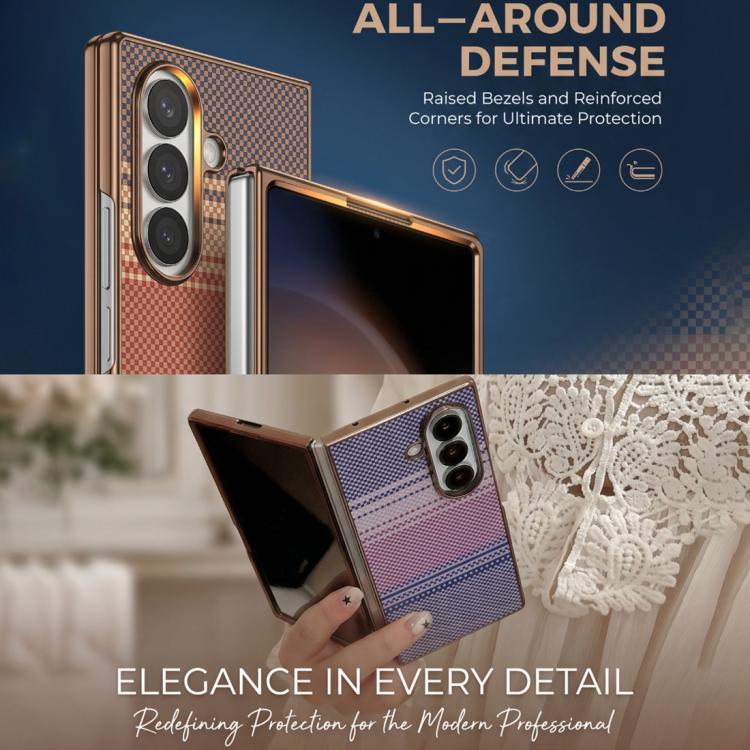 Rainbow Kevlar-Plaid Magnetic PC Integrated Film Phone Case, For Galaxy Z Fold8 Ultra 5G, For Galaxy Z Fold7 5G, For Galaxy Z Fold6 5G, For Galaxy Z Fold5, For Galaxy Z Fold4, For Galaxy Z Fold3 5G