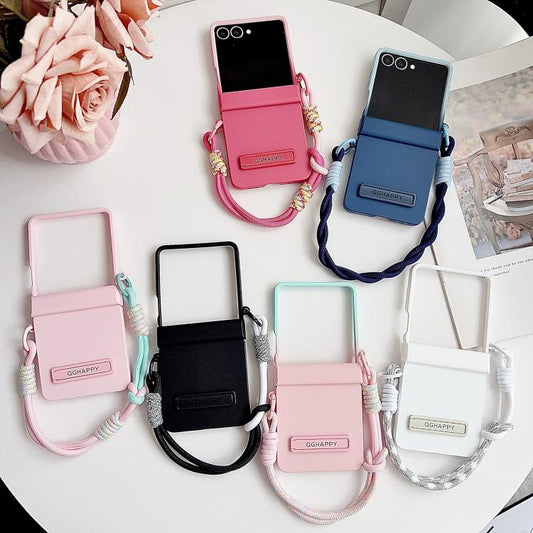 Gradient PC Skin Feel Side Clip Holder Phone Case with Wrist Strap, For Galaxy Z Flip8 5G