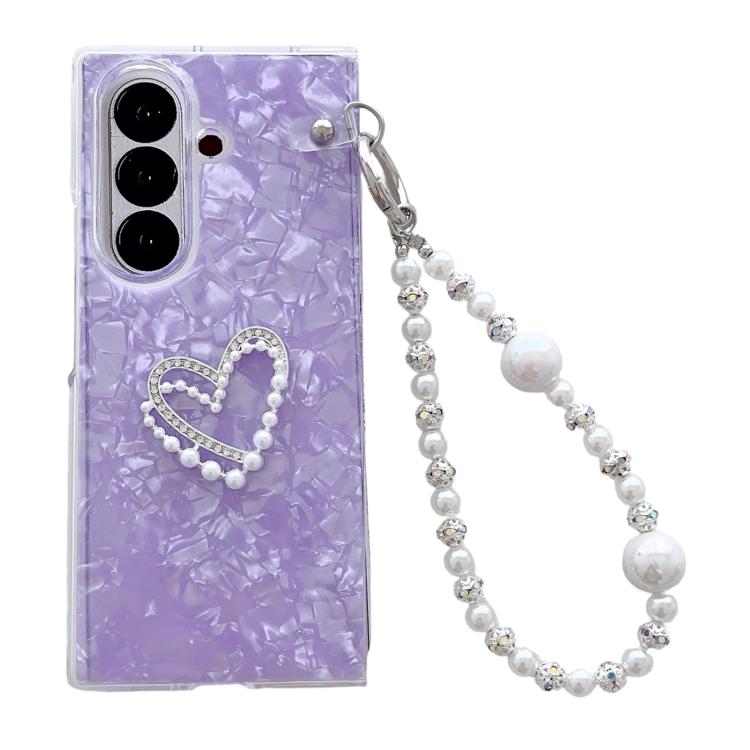 Shell Pattern DIY Phone Case with Love Bracelet, For Galaxy Z Fold8 Ultra 5G