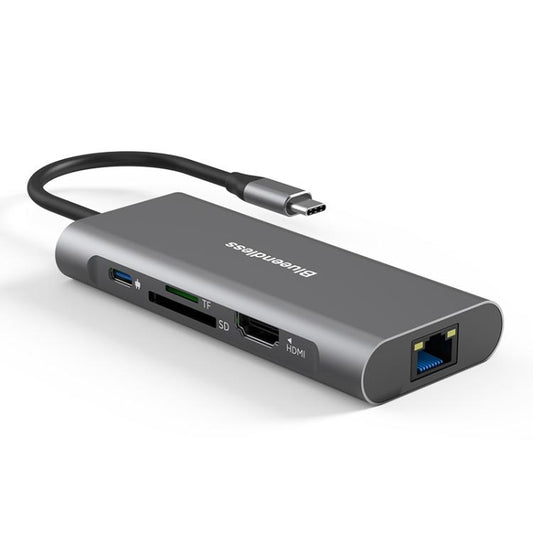 Blueendless HC801 8 in 1 100W PD 4K HDMI USB 3.0 USB-C HUB Multiport Adapter, HC801
