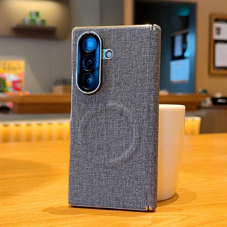 Electroplate Dual-Hinge Fabric Texture Magnetic Phone Case, For Galaxy Z Fold8 5G, For Galaxy Z Fold8 Ultra 5G, For Galaxy Z Fold7 / W26
