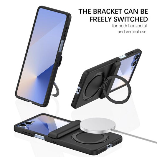 Skin Feel Hinge 360 Rotation Magnetic Ring Holder Phone Case, For Galaxy Z Flip8 5G, For Galaxy Z Flip7 5G