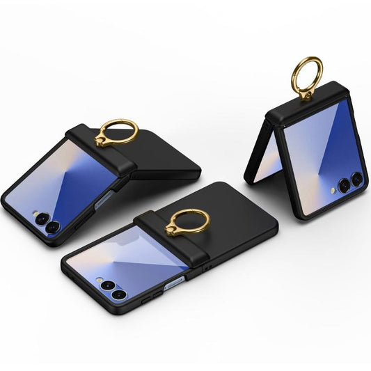 Skin Feel PC Hinge Ring Holder Phone Case, For Galaxy Z Flip8 5G, For Galaxy Z Flip7 5G