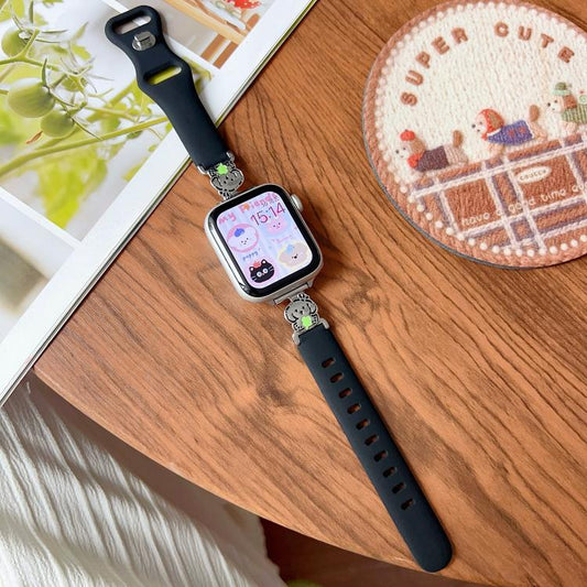 Metal Cartoon Hybrid Black Silicone Watch Band, For Apple Watch 46mm / 49mm / 45mm / 44mm, For Apple Watch 42mm / 41mm / 40mm / 38mm